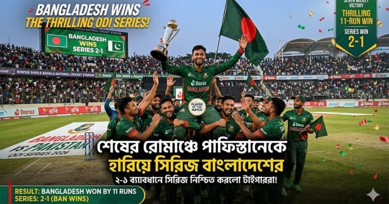 মিরপুরে ইতিহাস: পাকিস্তানকে হারিয়ে ওয়ানডে সিরিজ জিতলো বাংলাদেশ বাংলাদেশ বনাম পাকিস্তান ওয়ানডে সিরিজ ২০২৬