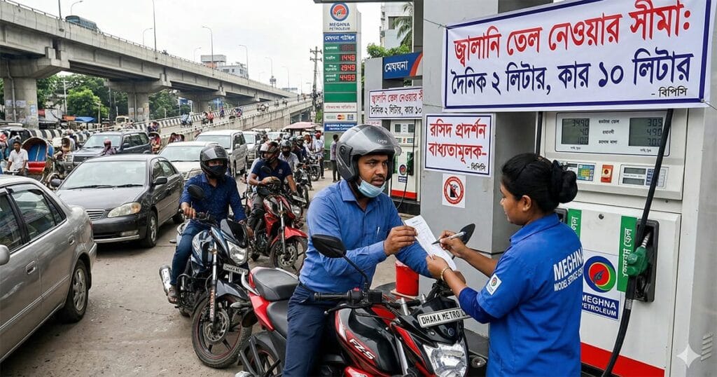 জ্বালানি সংকটের শঙ্কা: যানবাহনে তেল বিক্রির সীমা নির্ধারণ করল বিপিসি যানবাহনে জ্বালানি তেলের সীমা নির্ধারণ