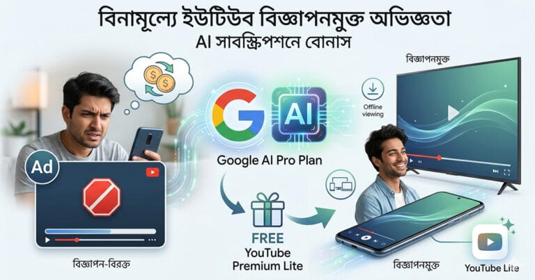 বিজ্ঞাপনমুক্ত ইউটিউব এখন বিনামূল্যে — গুগল এআই প্রো ব্যবহারকারীদের জন্য চমকপ্রদ অফার গুগল এআই প্রো ইউটিউব প্রিমিয়াম লাইট বিনামূল্যে